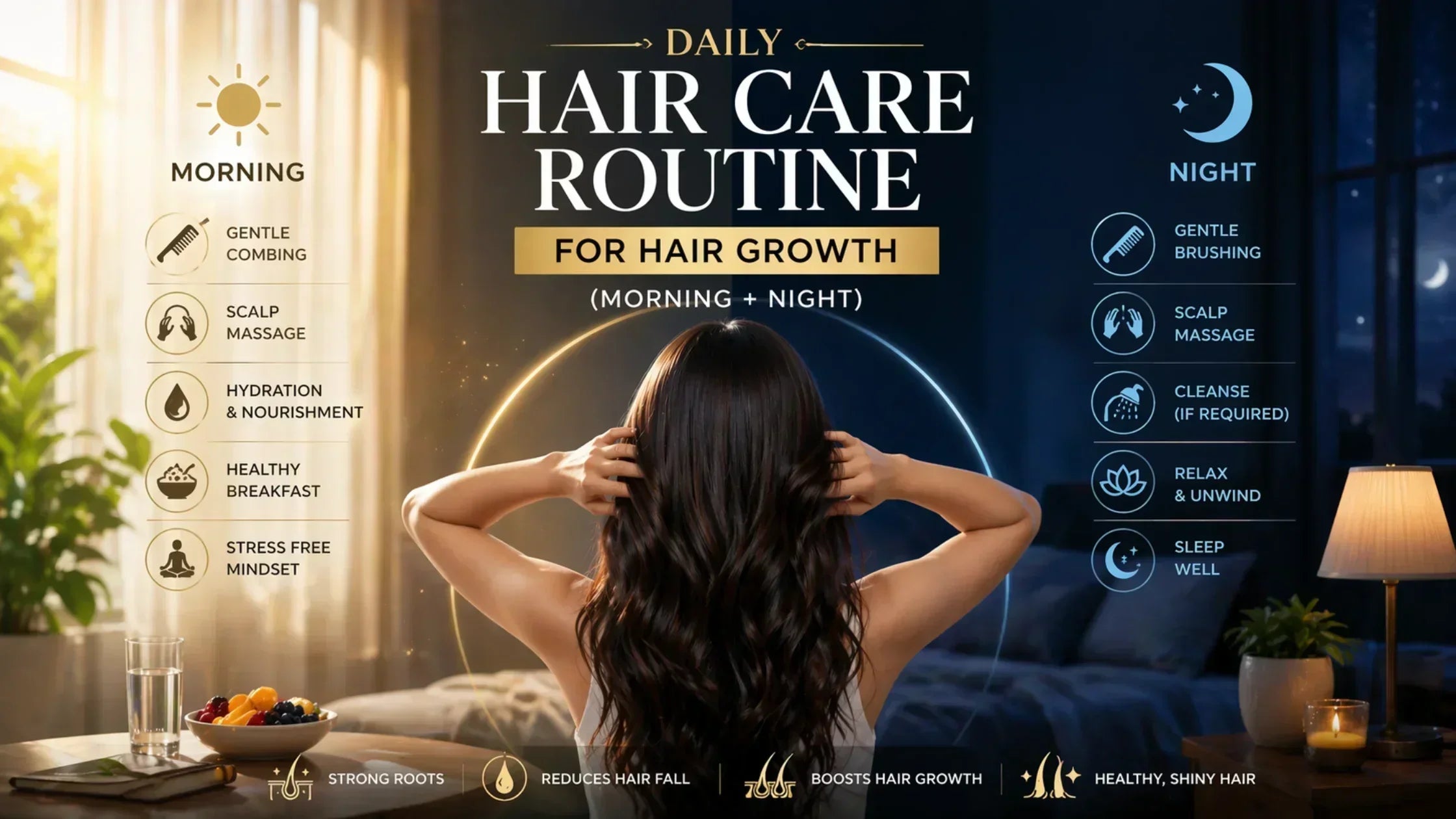 Daily Hair Care Routine for Hair Growth (Morning + Night)