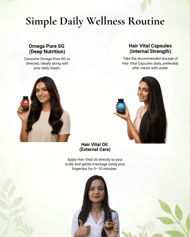 Hair Vital Oil & Hair Vital Capsules & Omega pure SG (Combo)