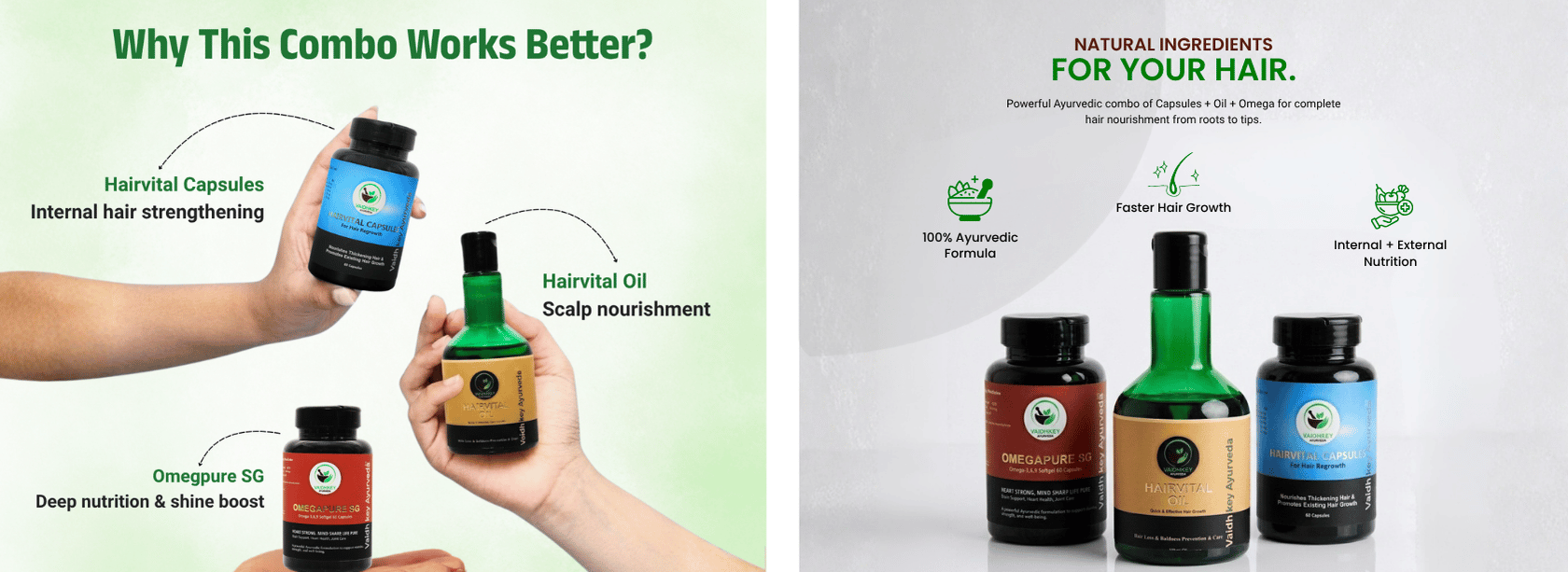 Hair Vital Oil & Hair Vital Capsules & Omega pure SG (Combo)