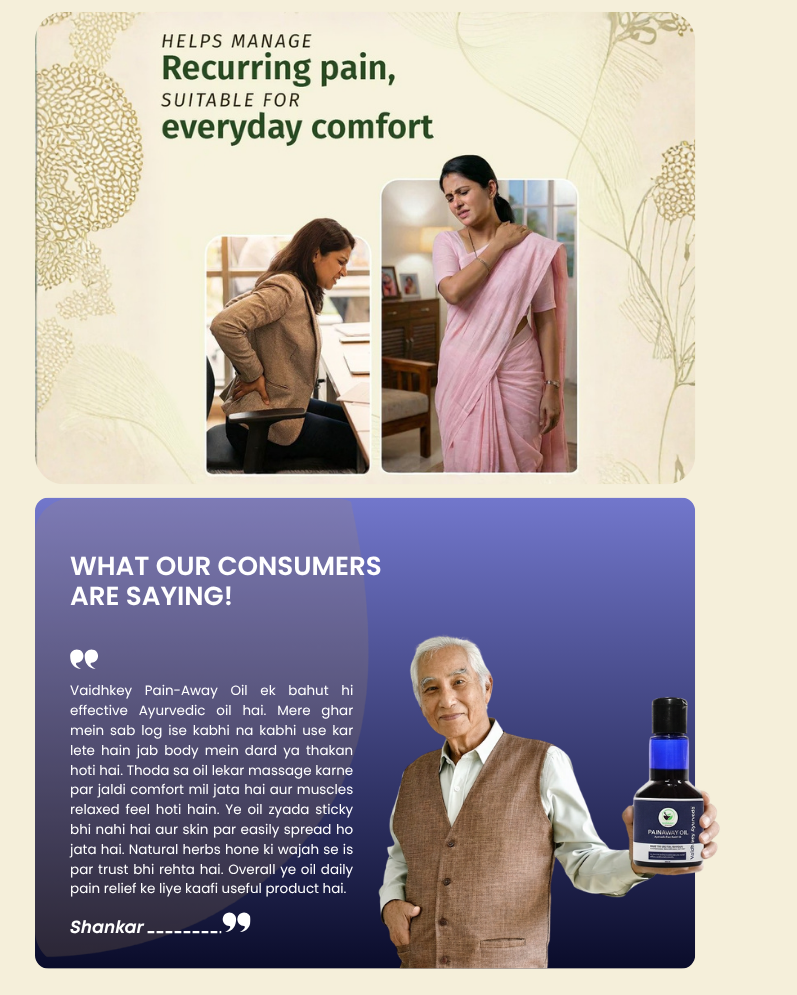 Ayurvedic Pain Relief Oil for Joint & Muscle Pain - Pain Away Oil