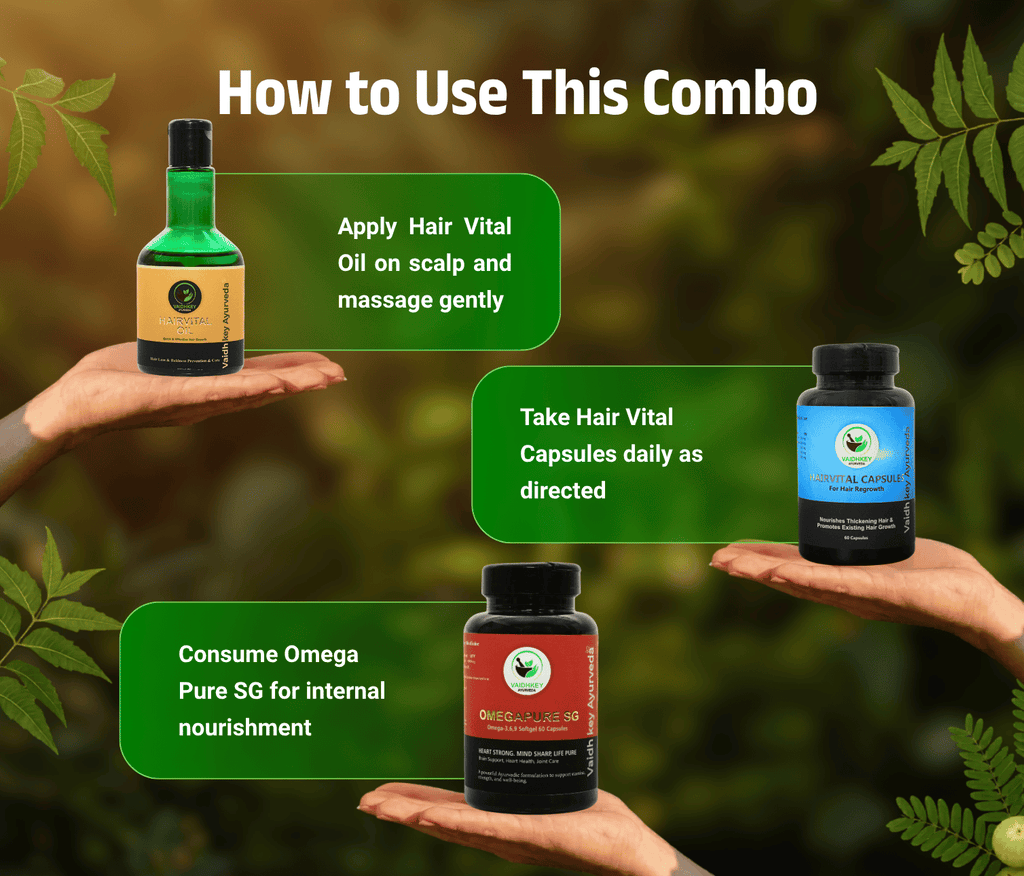 Hair Vital Oil & Hair Vital Capsules & Omega pure SG (Combo)