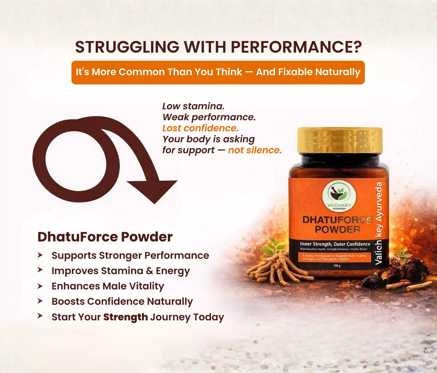 Ayurvedic Stamina Booster for Men – Dhatu Force Powder - Vaidhkey Ayurveda
