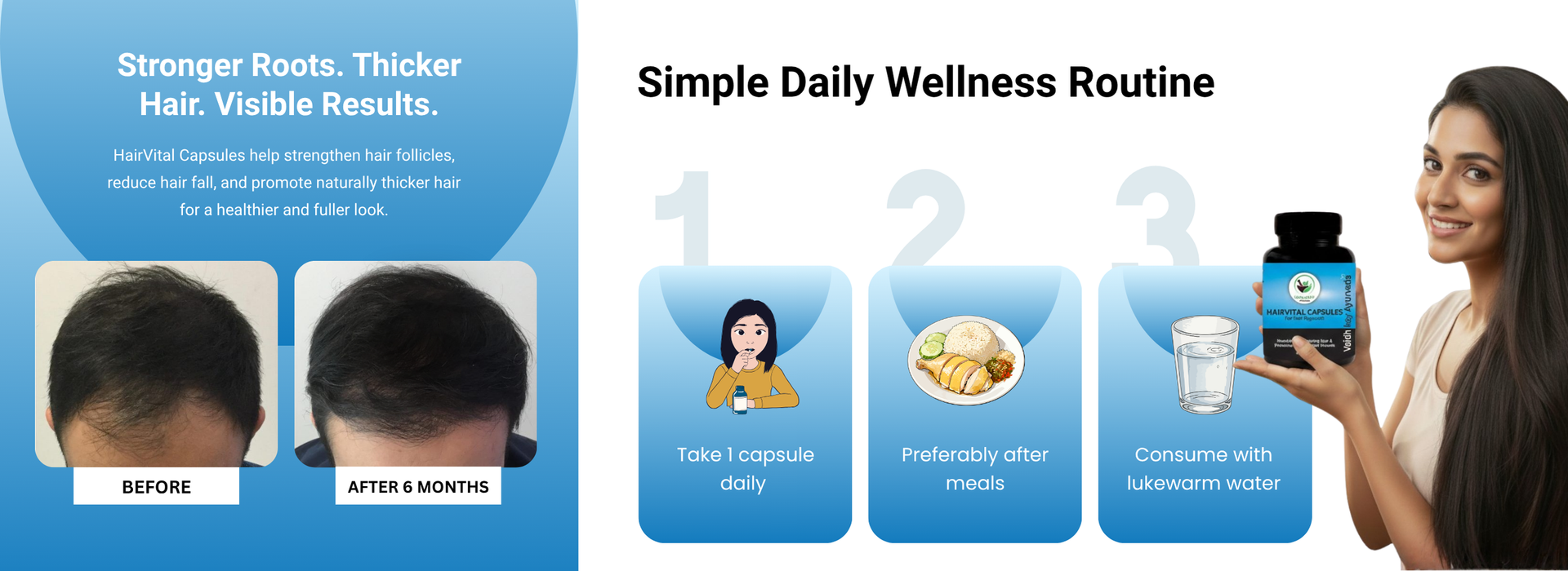 Hair Vital Capsules - Ayurvedic Hair Growth Capsules for Stronger Hair