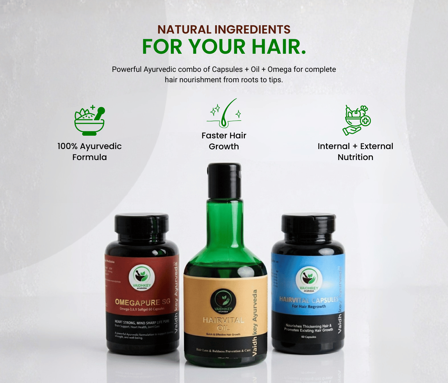 Hair Vital Oil & Hair Vital Capsules & Omega pure SG (Combo)