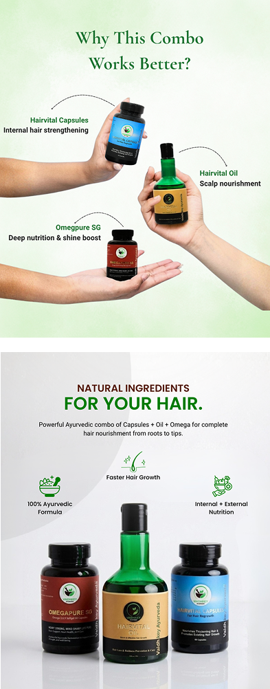 Hair Vital Oil & Hair Vital Capsules & Omega pure SG (Combo)